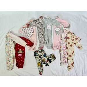 9 One Piece , Lot Of Sleepers 3-6 Months Tahari, Buckaroo Baby, MudPie, Bib,